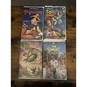 Lot Of 4-PC Disney Kid VHS Tapes Pinocchio Toy Story Sandlot‎ Once Upon Forest